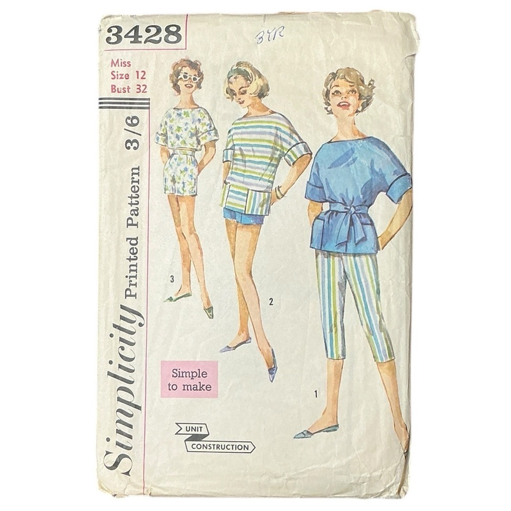 Simplicity Vintage Pattern 3428 Shorts Top Pants Easy